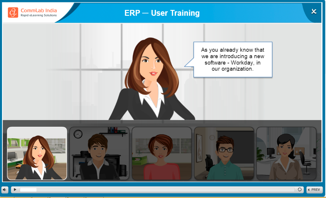 Screenshot from an eLearning course on ERP end-user training Screenshot from an eLearning course on ERP end-user training