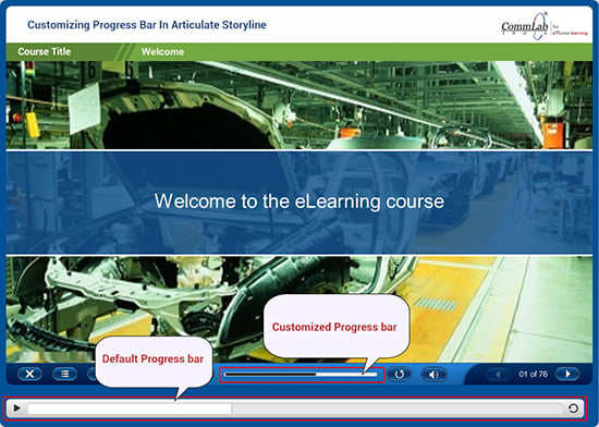 default and customized progress bar in Storyline
