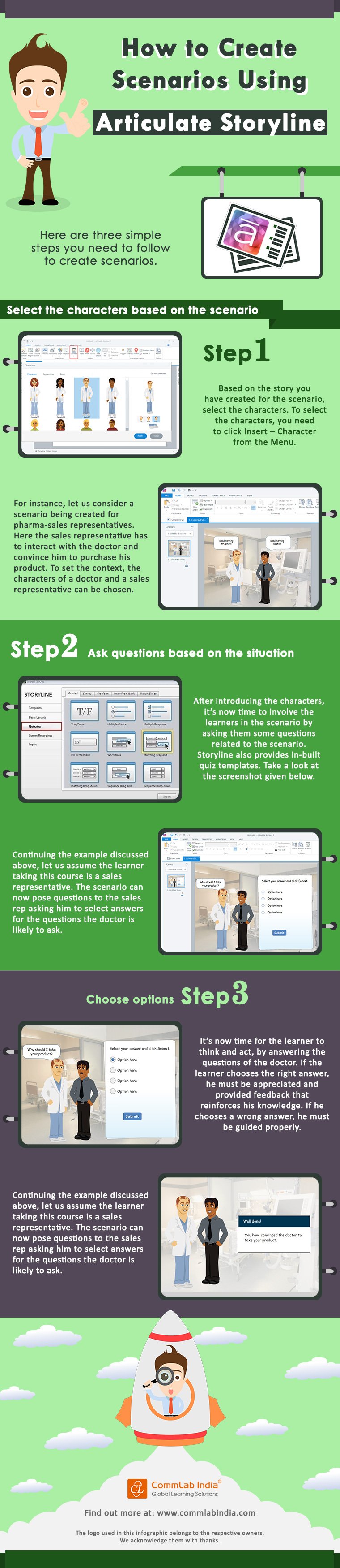 3 Easy Steps to Create Scenarios Using Articulate Storyline [Infographic]