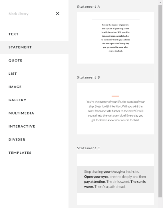 3 Different Styles for Highlighting Key Content with Statement in Articulate Rise