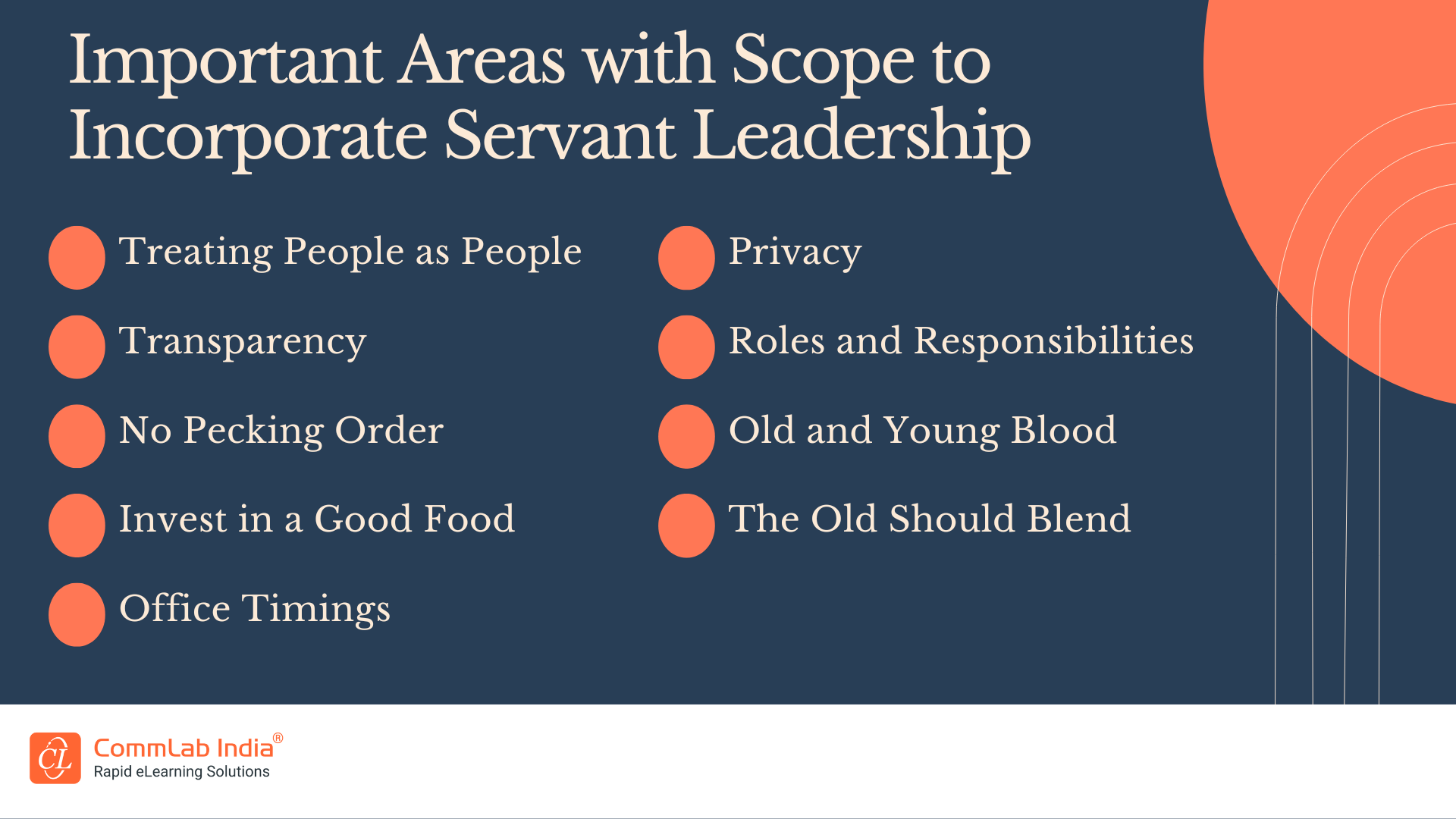 Important Areas with Scope to Incorporate Servant Leadership
