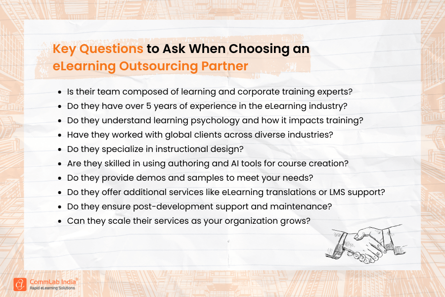 Key Questions to Ask When Choosing an eLearning Outsourcing Partner