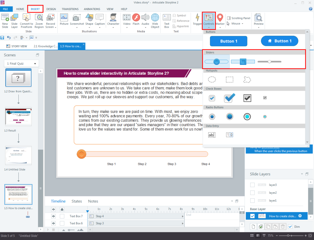 How Create Interactive Sliders in Articulate Storyline 2