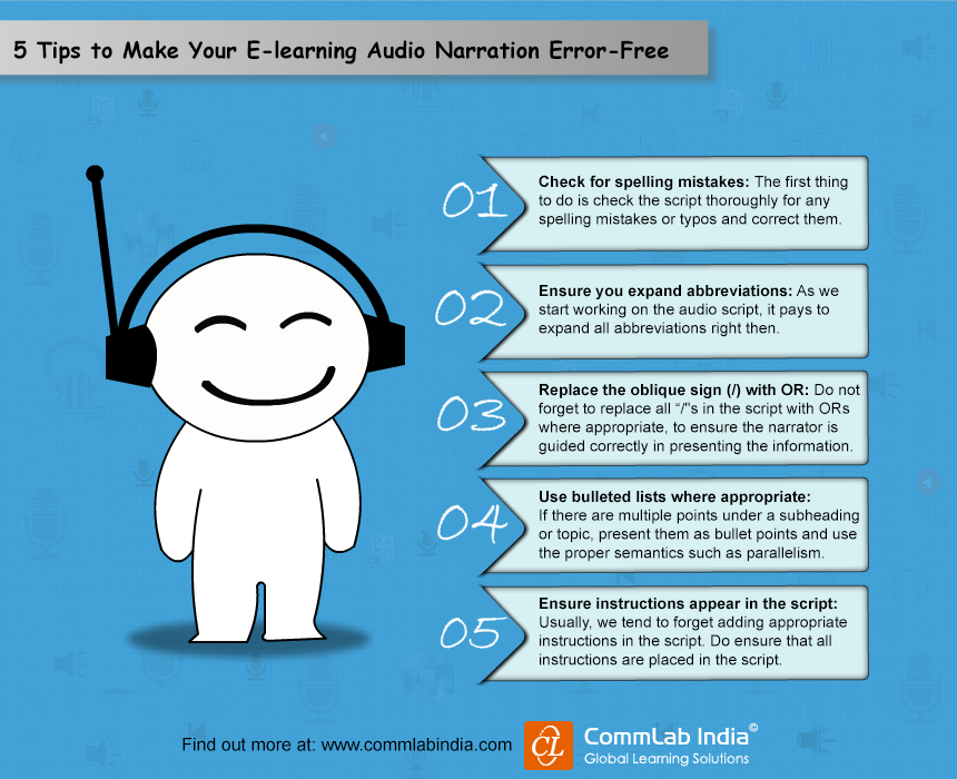 5 Tips to Make Your Elearning Audio Narration ErrorFree [Infographic]